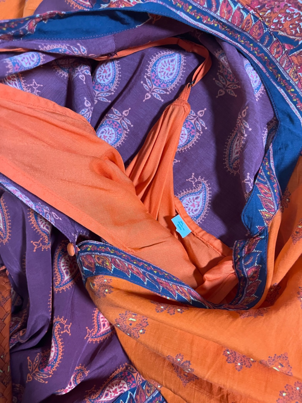Sundance Bondi Beauty Rich Two-Tone Orange & Burgundy Paisley Maxi Dress - Picture 9 of 15